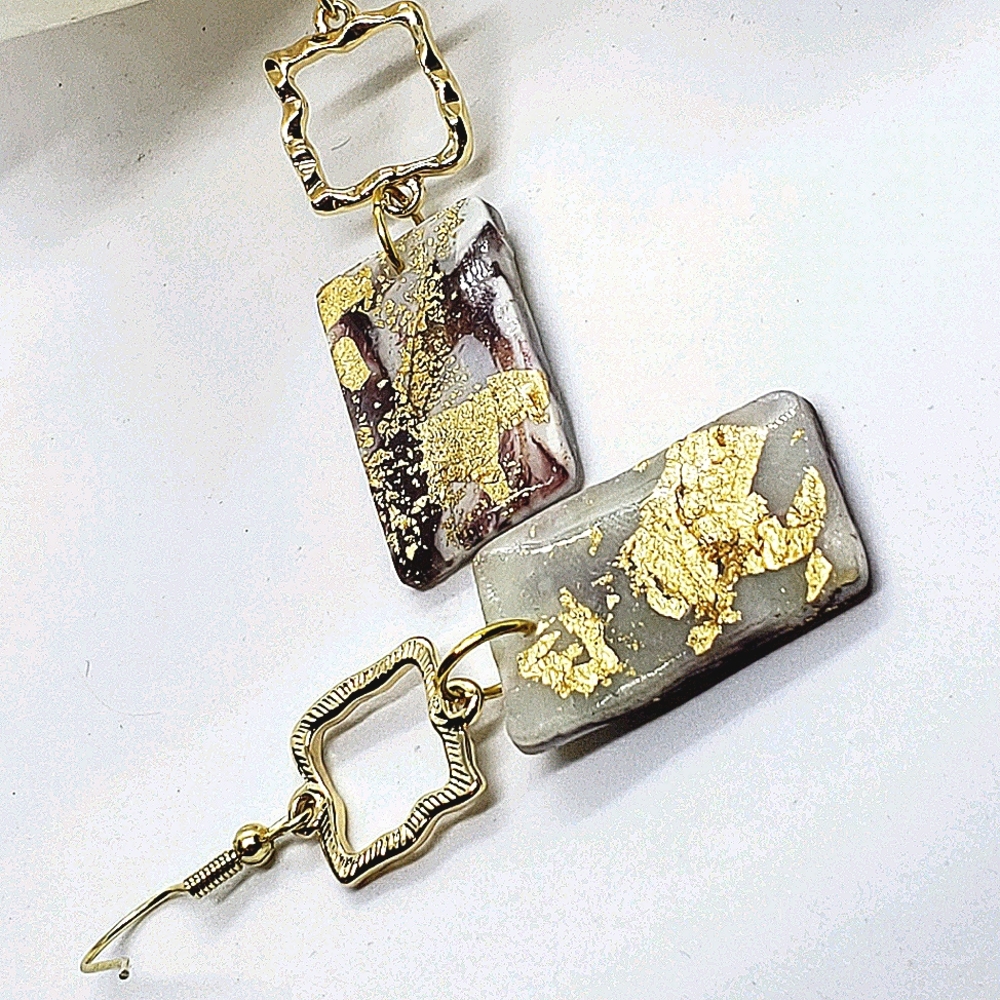 Rectangle dangle earrings - Picture 5 of 5